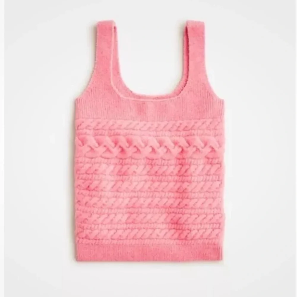 NEW J.Crew Supersoft cropped cable-knit sweater-tank set Size M Hthr Sorbet